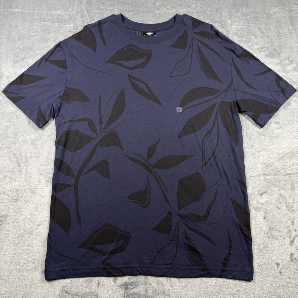Express Mens Navy Floral Print Relaxed T Shirt Medium NWT